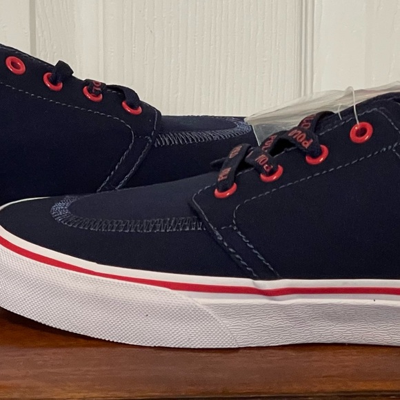 Polo Ralph Lauren Faxon X Low Canvas BoatShoes Sneaker Navy Red Men Size 8 NEW - Picture 7 of 9